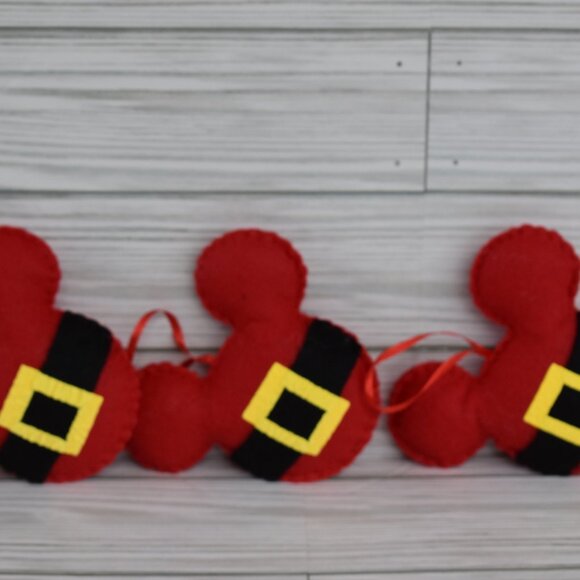 Christmas Mickey Santa felt ornaments/ tree decor - Picture 2 of 8